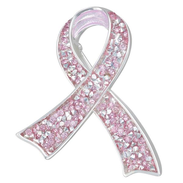 Napier Silver-Tone & Pink Breast Cancer Pin - image 