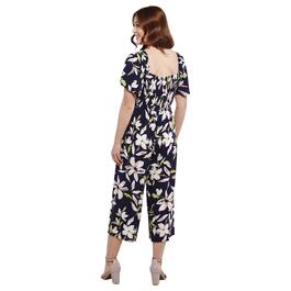Womens Luxology Short Sleeve Square Neck Floral Jumpsuit