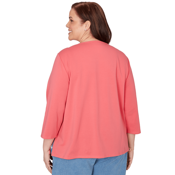Plus Size Alfred Dunner Austin 3/4 Sleeve Etched Floral Blouse