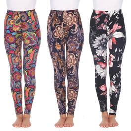 Womens White Mark 3 Pack Paisley And Floral Leggings