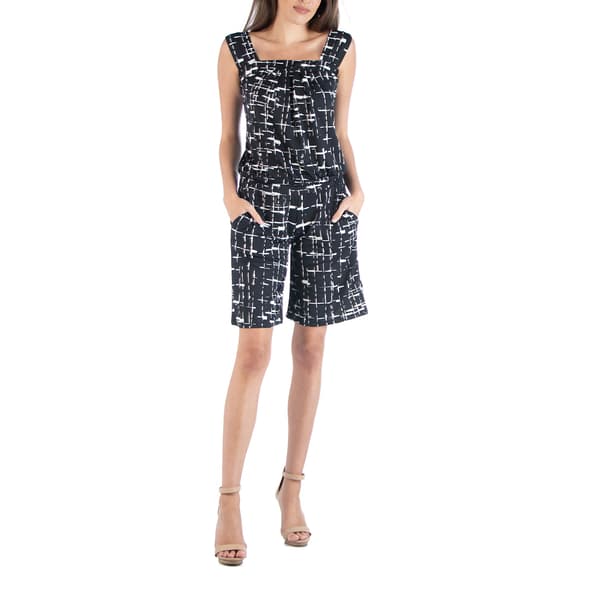 Womens 24/7 Comfort Apparel Basket Print Romper