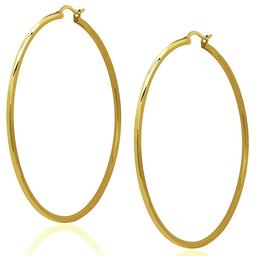 Gianni Argento 25mm Thin Gold Plated Shiny Hoop Earrings