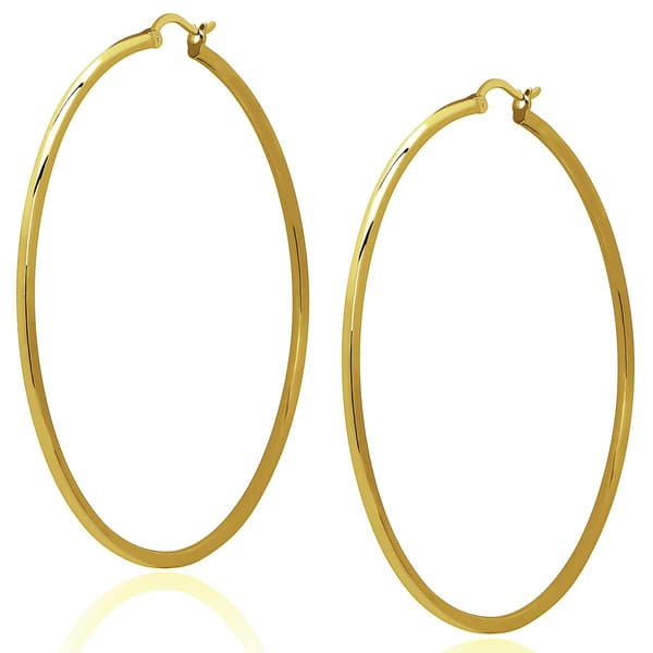 Gianni Argento 25mm Thin Gold Plated Shiny Hoop Earrings - image 