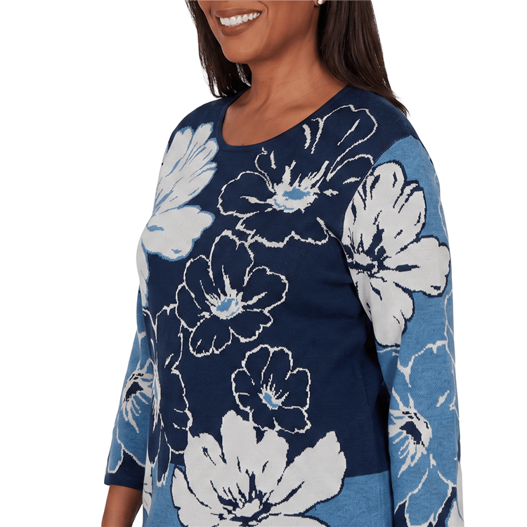 Womens Alfred Dunner Good To Go Floral Patch Sweater