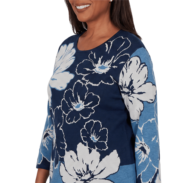 Womens Alfred Dunner Good To Go Floral Patch Sweater