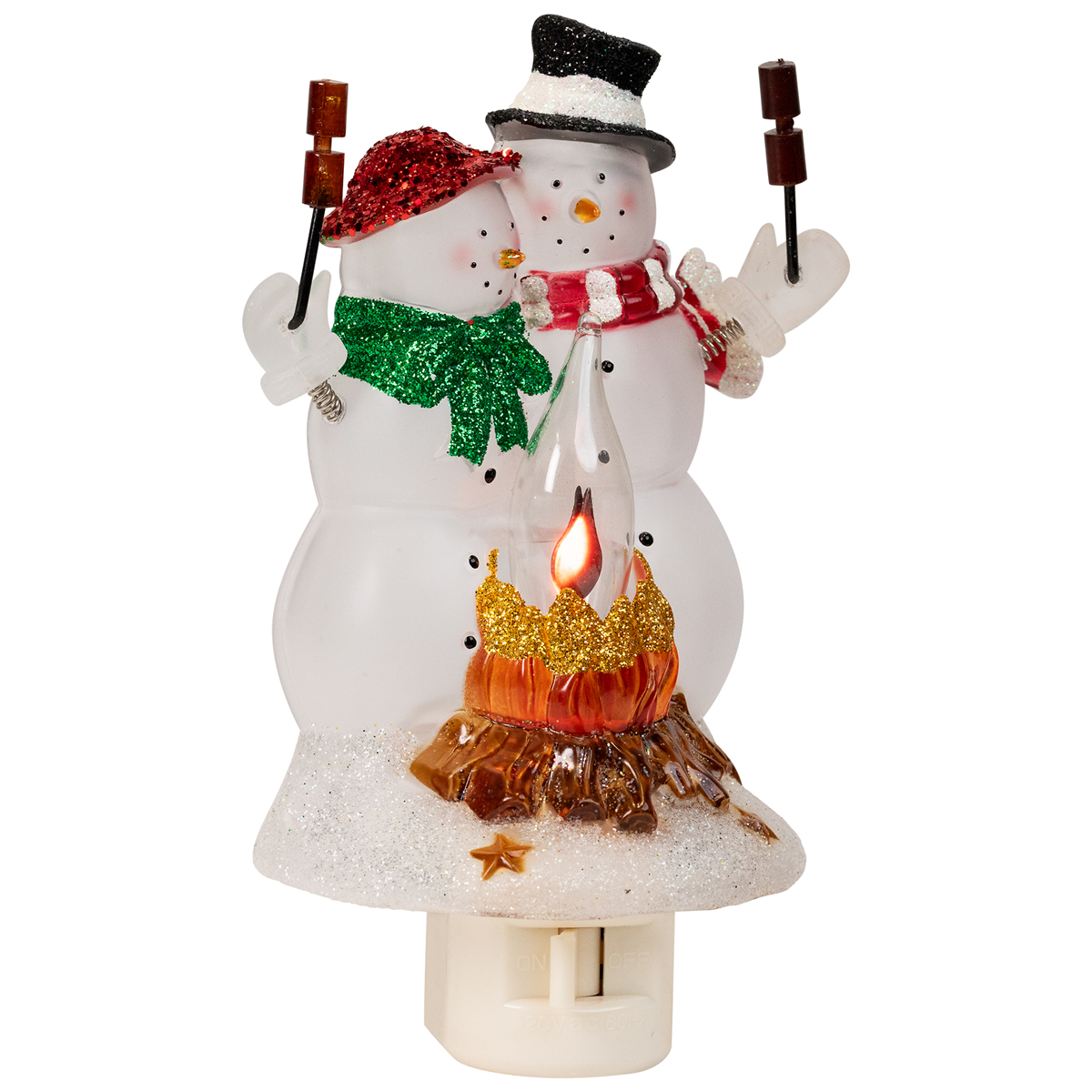 Northlight Snow Couple Roasting Marshmallow Christmas Night Light