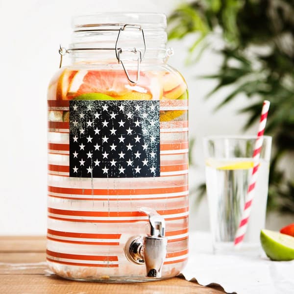 Home Essentials American Flag 1 Gal Beverage Dispenser - image 