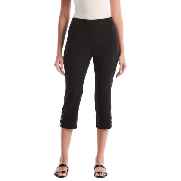 Womens Rafaella Pull On Capri W Three Btn Detail - Black