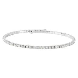 Athra Silver Plated Single Row Clear Crystal Coil Bracelet