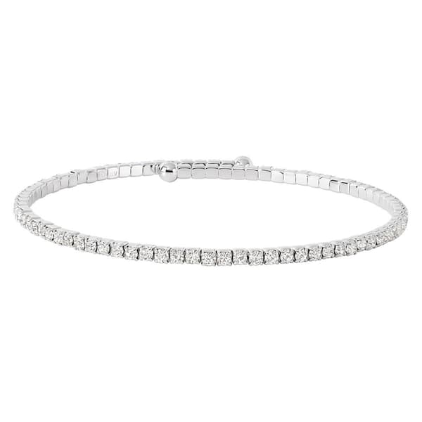 Athra Silver Plated Single Row Clear Crystal Coil Bracelet