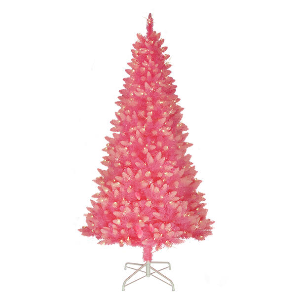 Puleo International 6.5ft. Pre-Lit Pink Pine Christmas Tree - image 