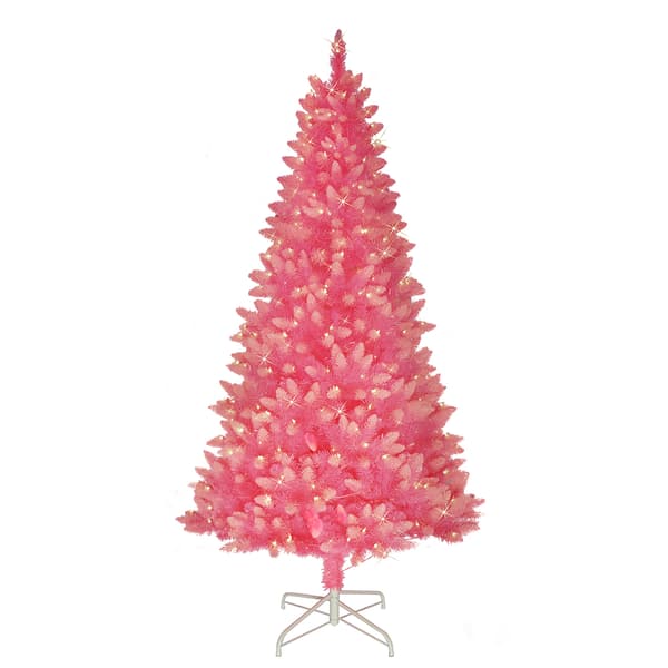 Puleo International 6.5ft. Pre-Lit Pink Pine Christmas Tree - image 