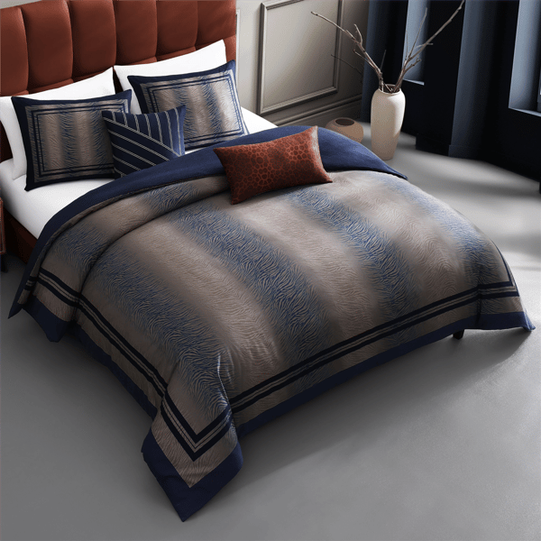 Bebejan Dark Blue Animal Prints 5pc. Reversible Comforter Set