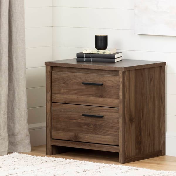 South Shore Tao Natural Walnut 2-Drawer Nightstand