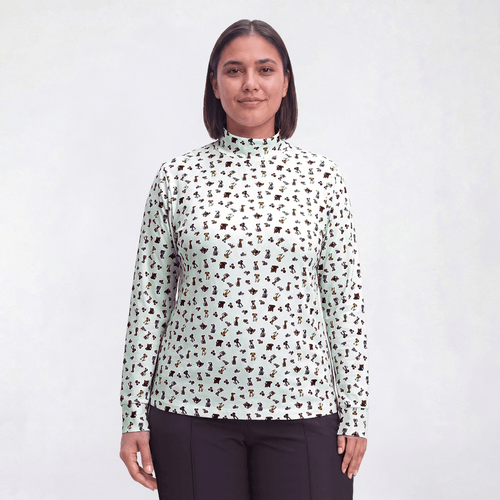 Plus Size Hasting & Smith Long Sleeve Mock Neck Dog Tee - image 