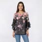 Womens Kasper Flounce Sleeve Ombre Floral Blouse - image 1
