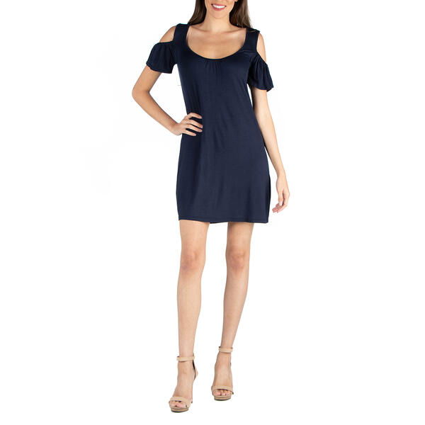 Womens 24/7 Comfort Apparel Open Shoulder Mini A-Line Dress - image 