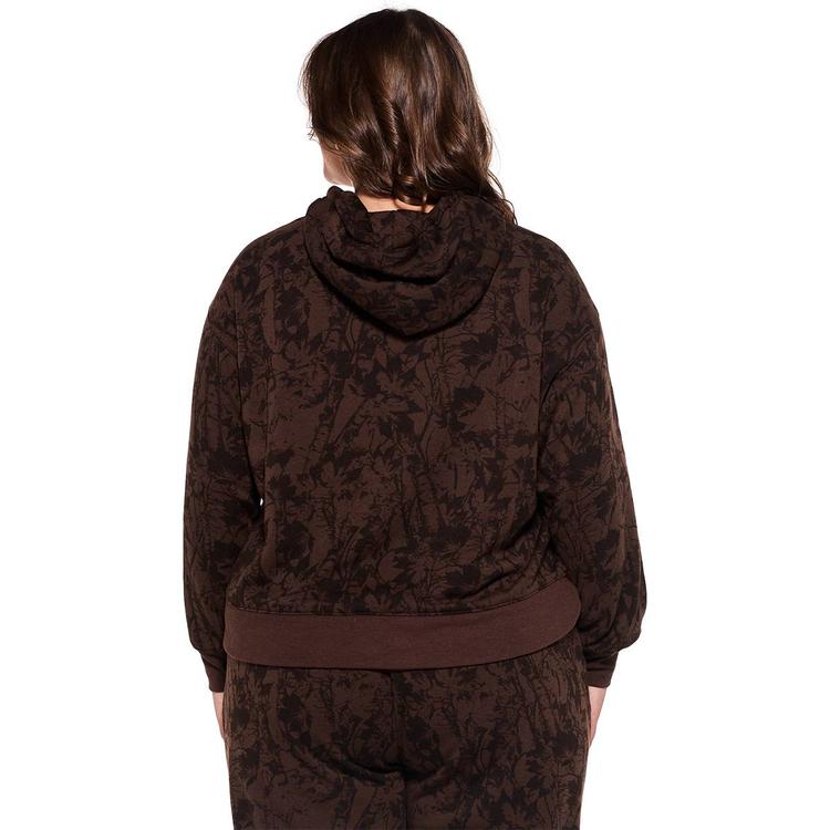 Juniors Plus No Comment Oversized Fleece Camo Printed Hoodie