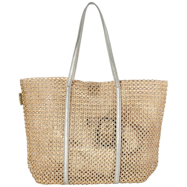 Sun ''N'' Sand Metallic Crochet Tote with Pouch