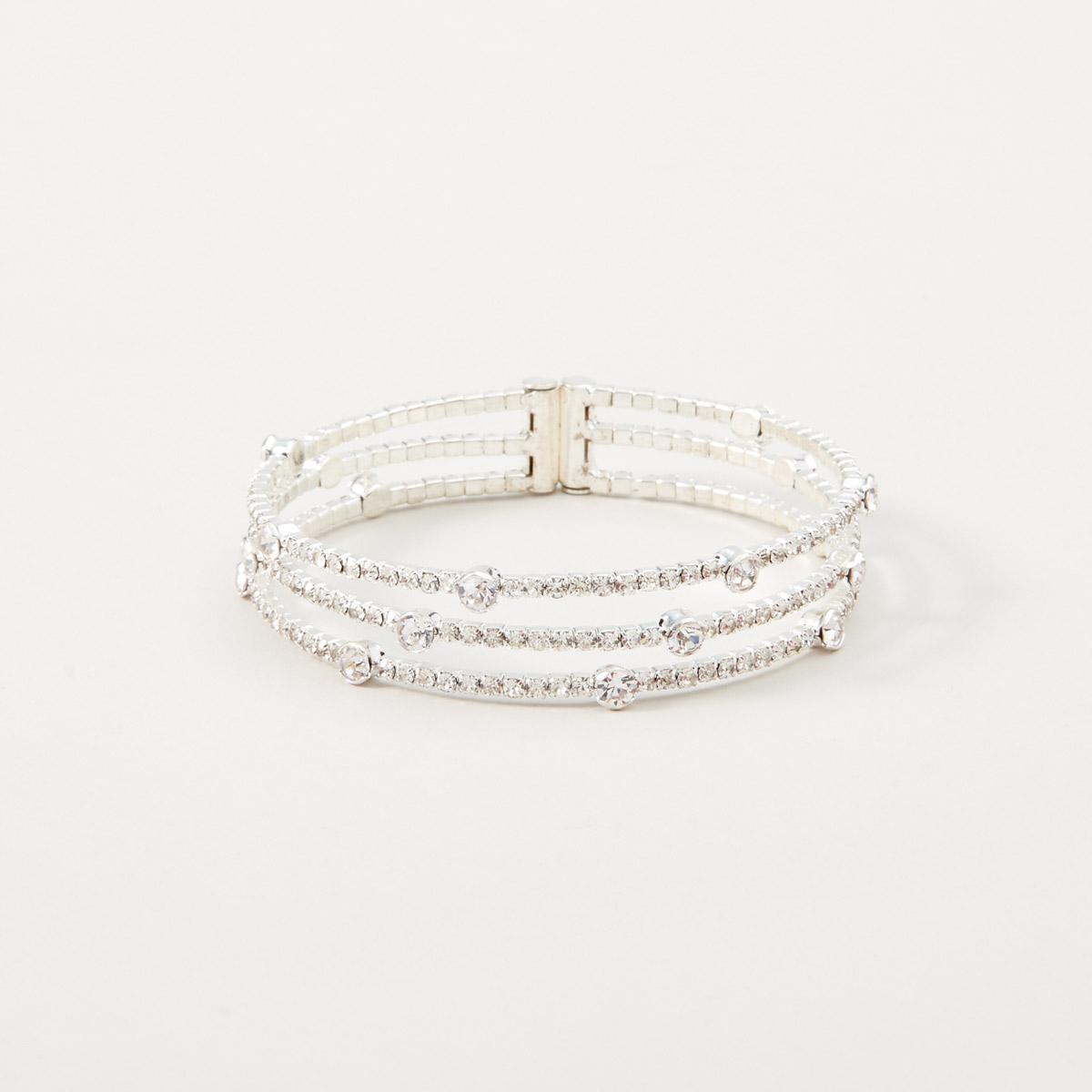 Rosa Rhinestones Floating Rows Multi-Strand Bracelet