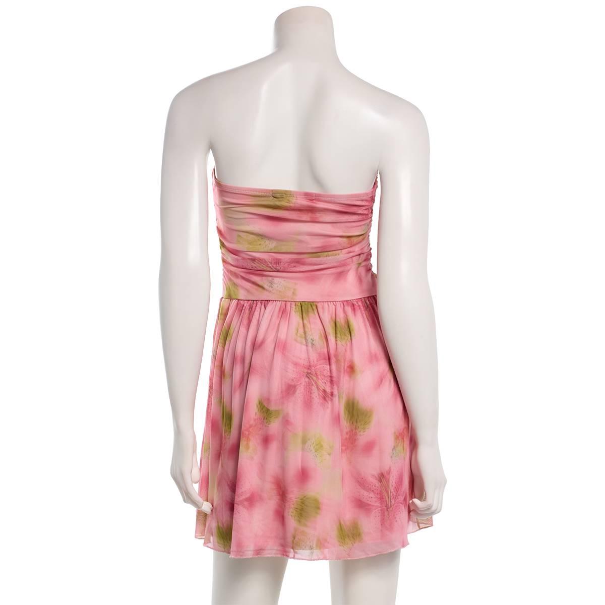 Juniors Madden Girl Floral Mesh Strapless Ruch Skater Dress
