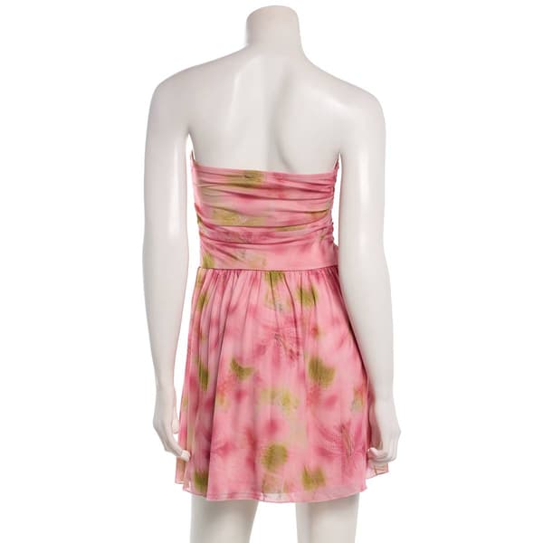 Juniors Madden Girl Floral Mesh Strapless Ruch Skater Dress