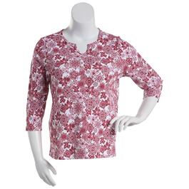 Womens Hasting &amp; Smith 3/4 Sleeve Floral Split Neck Top