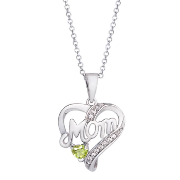 Gianni Argento Peridot & White Sapphire Mom Pendant Necklace - image 