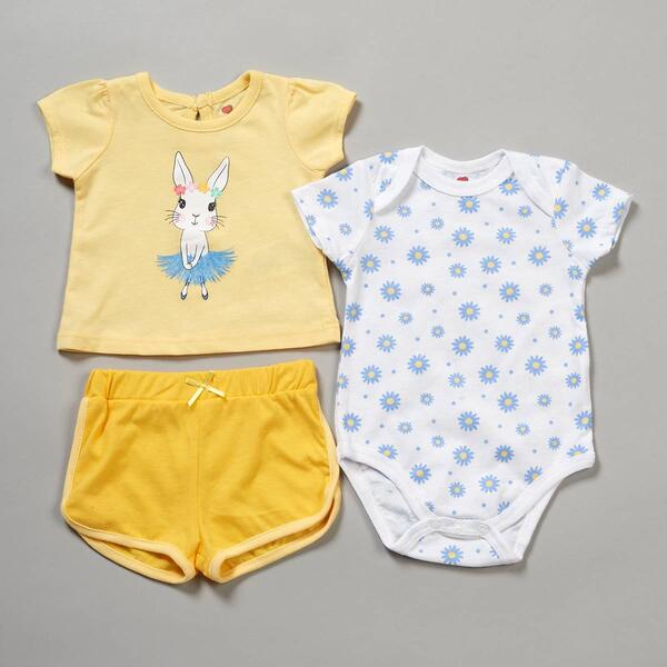 Baby Girl &#40;NB-9M&#41; Mini Hop 3pc. Bunny w/ Tutu Top & Shorts Set - image 
