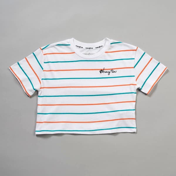 Girls &#40;7-16&#41; Hang Ten Boxy Stripe Short Sleeve Crop Tee - image 