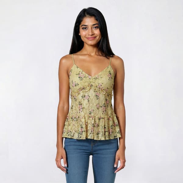 Juniors Madden Girl Floral Lace Peasant Camisole - image 