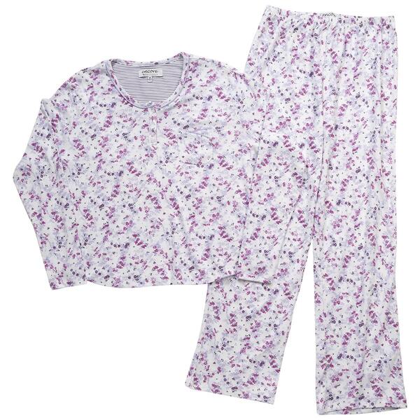 Womens Karen Neuburger Henley Wildflower Burst Pajama Set - image 