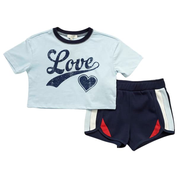 Girls &#40;7-16&#41; No Comment Boxy Love Tee & Dolphin Shorts Set