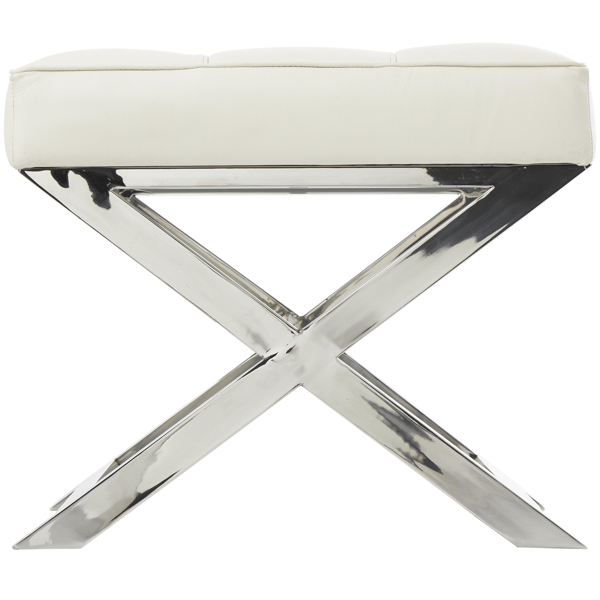 9th & Pike® Modern White Leather Ottoman Stool