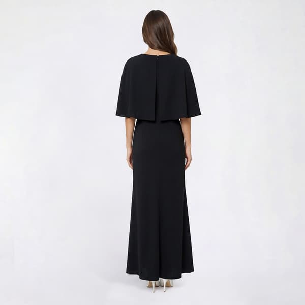 Womens Connected Apparel Capelet V Neck Crepe Evening Gown