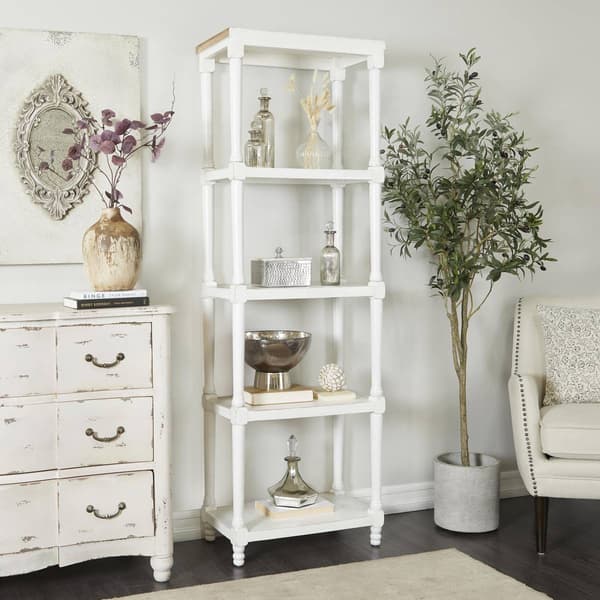 9th & Pike&#174; Farmhouse White Wood Shelving Unit