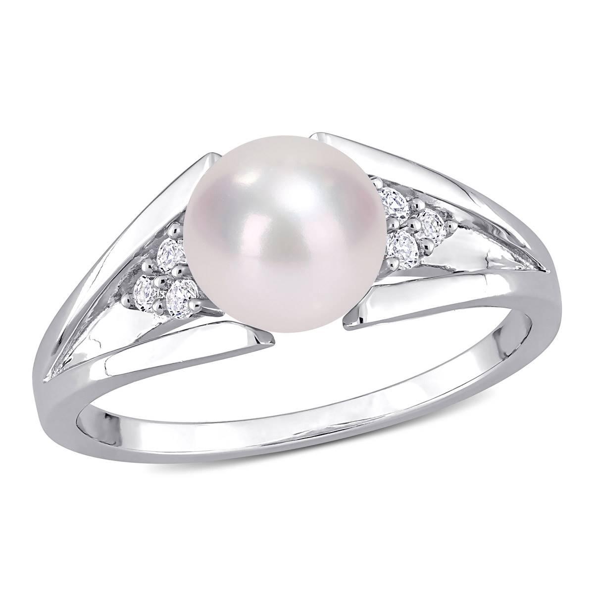 Gemstone Classics™ Pearl & Diamond Split-Shank Ring