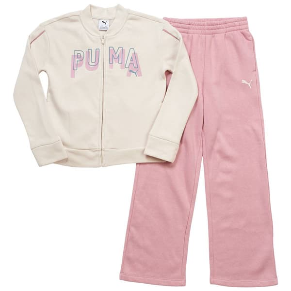 Girls &#40;7-16&#41; Puma&#40;R&#41; 2pc. Collared Logo Jacket & Wide Leg Pants Set - image 