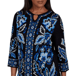 Womens Alfred Dunner Dinner Theater Keyhole Jacquard Sweater