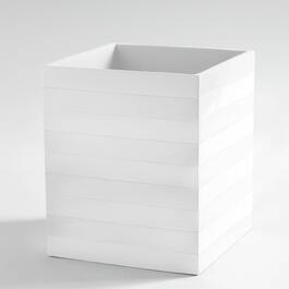 Cassadecor White Lacquer Stripe Bath Accessories - Wastebasket