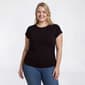 Juniors Plus Eye Candy Short Sleeve Crew Neck Tee w/ Side Ruching - image 1
