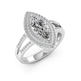Moluxi&#8482; Sterling Silver 2.4ctw. Moissanite Marquise Ring