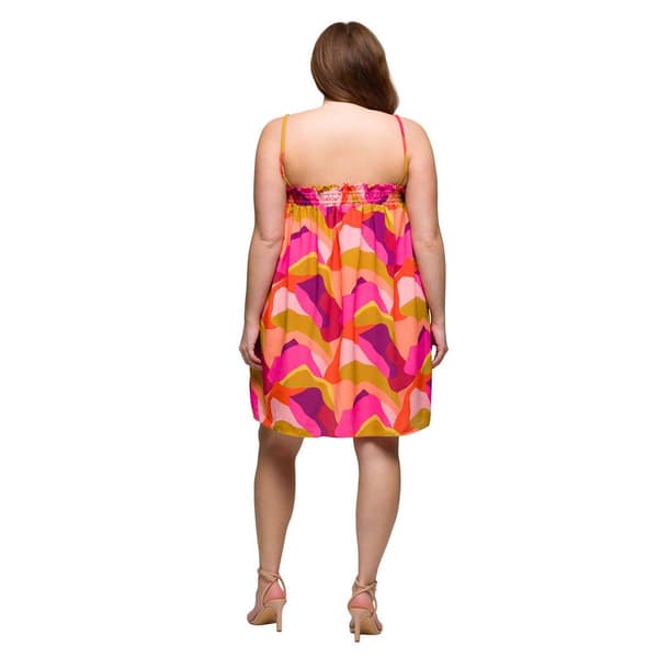 Plus Size 24/7 Comfort Apparel Multi Spaghetti Strap Mini Dress