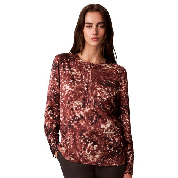 Womens Calvin Klein Long Sleeve Front Placket Blurred Animal Sat - image 