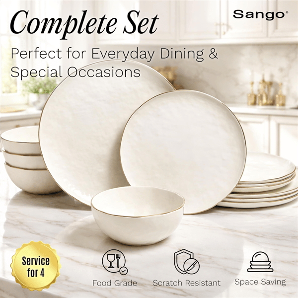 Sango Gansevoort 12pc. White Porcelain Dinnerware Set