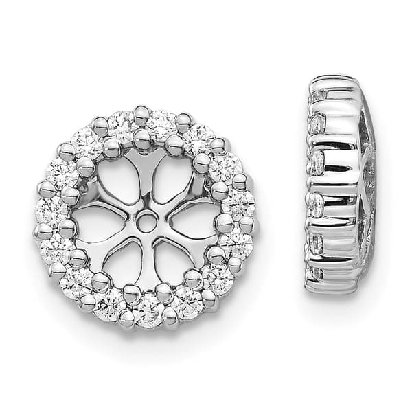 White Gold 10mm Round Stud Earring Jackets - image 