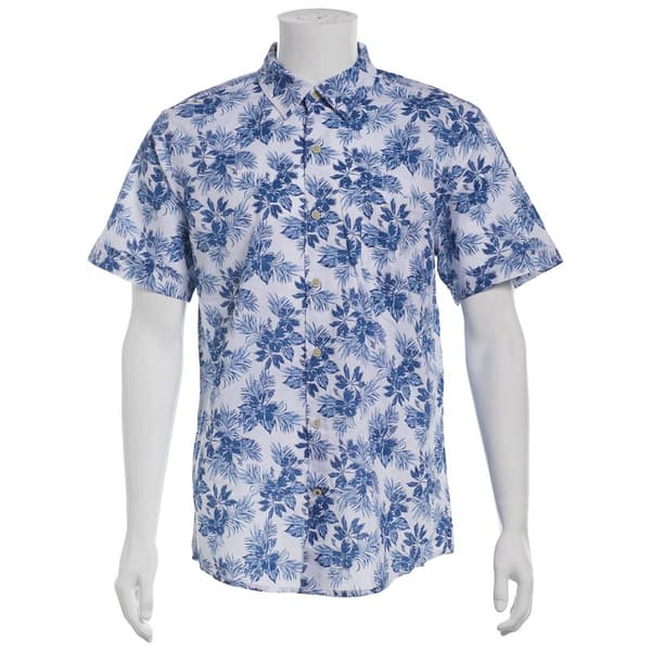 Mens IZOD® Floral Chambray Button Down Shirt - Bright White