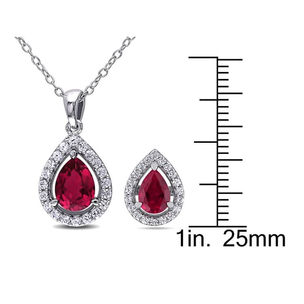 Gemstone Classics&#8482; 4 7/8ctw. Created Ruby Teardrop Necklace Set