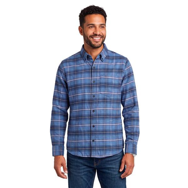Mens Jackson Hole Flannel Shirt - Medium Blue/Burgundy