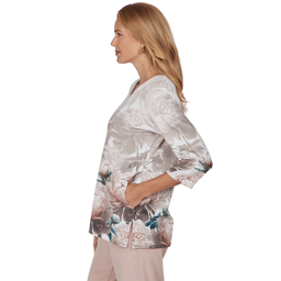 Womens Alfred Dunner Luxe Be A Lady V-Neck Peony Blouse